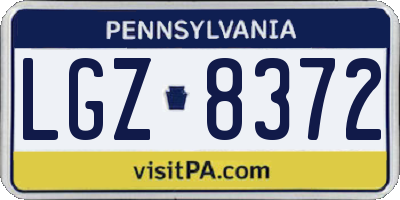 PA license plate LGZ8372