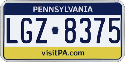 PA license plate LGZ8375