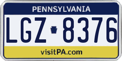 PA license plate LGZ8376