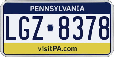 PA license plate LGZ8378