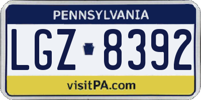 PA license plate LGZ8392