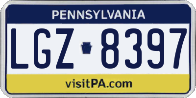 PA license plate LGZ8397