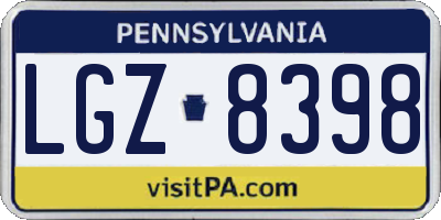 PA license plate LGZ8398