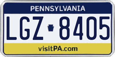 PA license plate LGZ8405