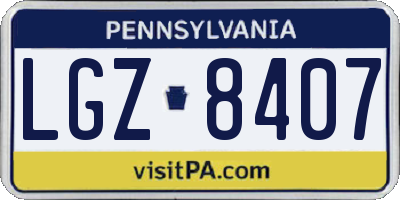 PA license plate LGZ8407