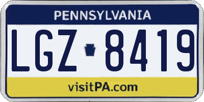 PA license plate LGZ8419