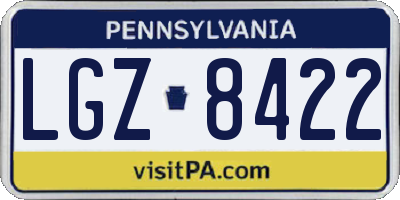 PA license plate LGZ8422