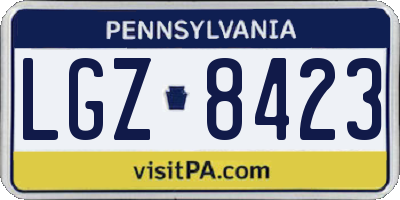 PA license plate LGZ8423