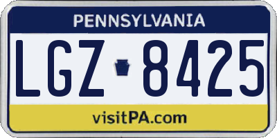 PA license plate LGZ8425