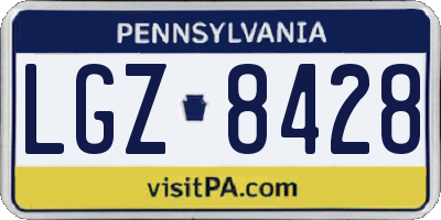 PA license plate LGZ8428