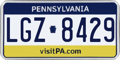 PA license plate LGZ8429