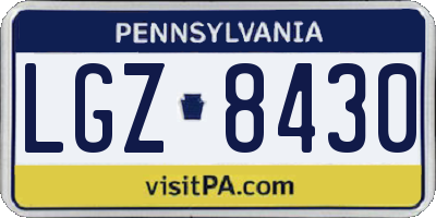 PA license plate LGZ8430