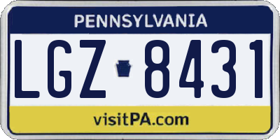 PA license plate LGZ8431