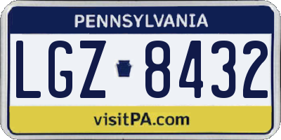 PA license plate LGZ8432