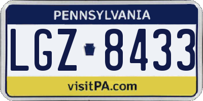 PA license plate LGZ8433