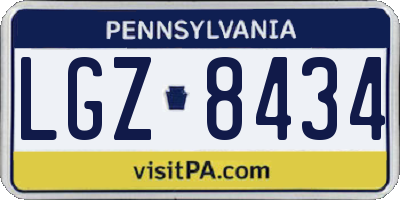 PA license plate LGZ8434