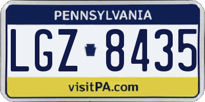 PA license plate LGZ8435