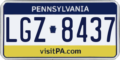 PA license plate LGZ8437