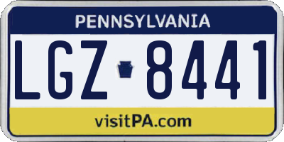 PA license plate LGZ8441
