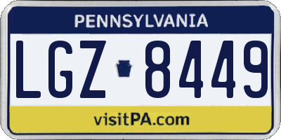 PA license plate LGZ8449
