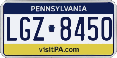 PA license plate LGZ8450