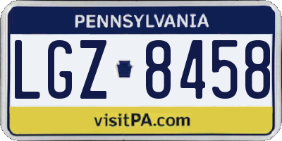 PA license plate LGZ8458