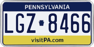 PA license plate LGZ8466