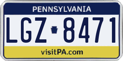 PA license plate LGZ8471