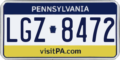 PA license plate LGZ8472