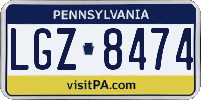 PA license plate LGZ8474