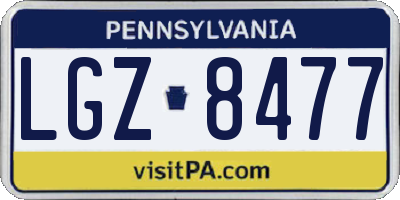 PA license plate LGZ8477