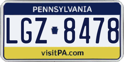 PA license plate LGZ8478