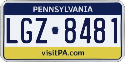 PA license plate LGZ8481