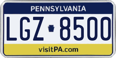 PA license plate LGZ8500
