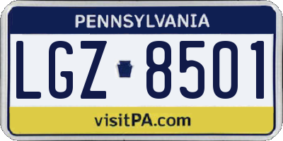PA license plate LGZ8501