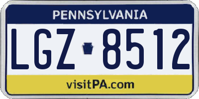 PA license plate LGZ8512