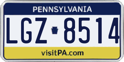 PA license plate LGZ8514
