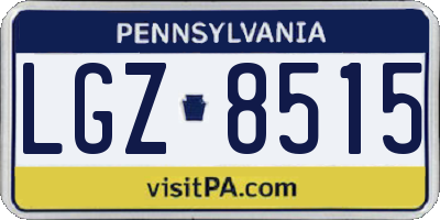 PA license plate LGZ8515