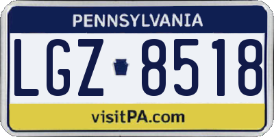 PA license plate LGZ8518