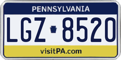 PA license plate LGZ8520