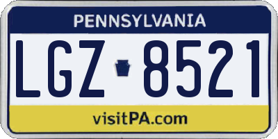 PA license plate LGZ8521