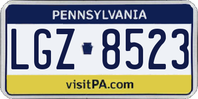 PA license plate LGZ8523