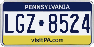 PA license plate LGZ8524