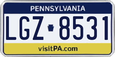 PA license plate LGZ8531