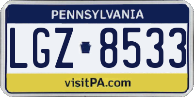 PA license plate LGZ8533