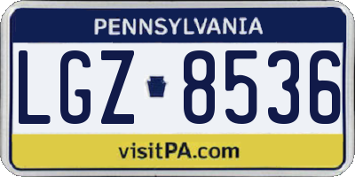 PA license plate LGZ8536