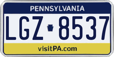 PA license plate LGZ8537