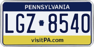 PA license plate LGZ8540