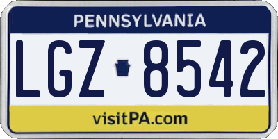 PA license plate LGZ8542