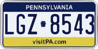 PA license plate LGZ8543